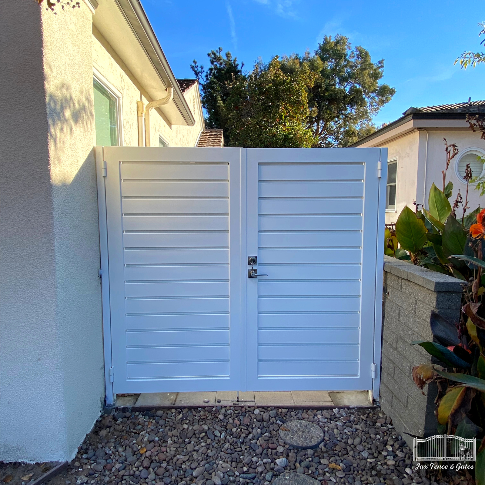 Metal white pedestrian gate